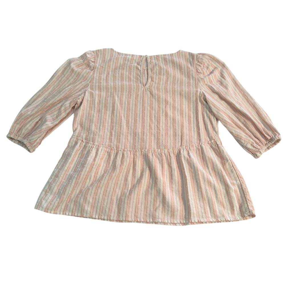 Time and Tru Pink and White Striped Peplum Blouse Size Medium 8/10 - Picture 4 of 10